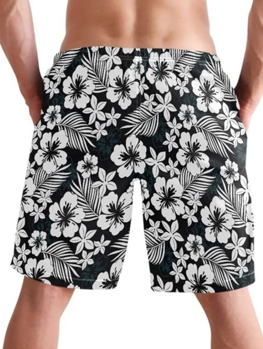 Hawaiian Authentics swim trunk 2X floral pattern gray black pockets great look
